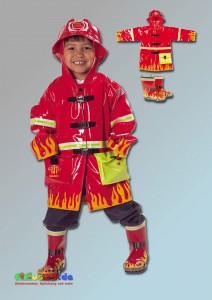 Regenjacke und Gummistiefel Feuerwehrmann